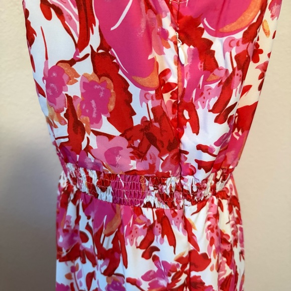 Aupuls Floral pink and white midi flowy dress - Picture 7 of 16